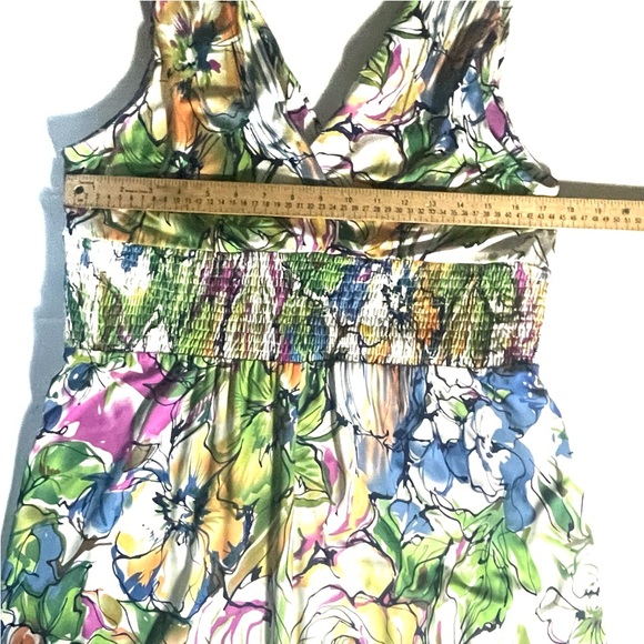 Jonathan Martin Floral Maxi Dress Sleeveless V-Neck Smocked Waist Summer Sz. 12 - Picture 6 of 6